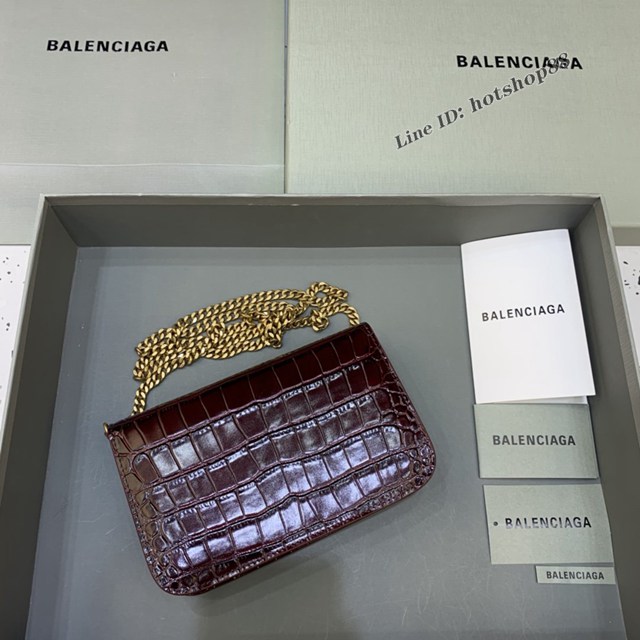 Balenciaga巴黎世家專櫃爆款鱷魚紋牛皮斜挎單肩woc鏈條包 fyj1510